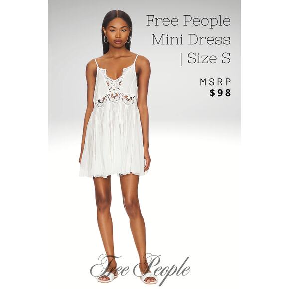 MSRP $98 NWT FREE PEOPLE Ilektra Cotton Slip Dress SIZE S | SAME-NEXT DAY SHIP - Picture 2 of 7